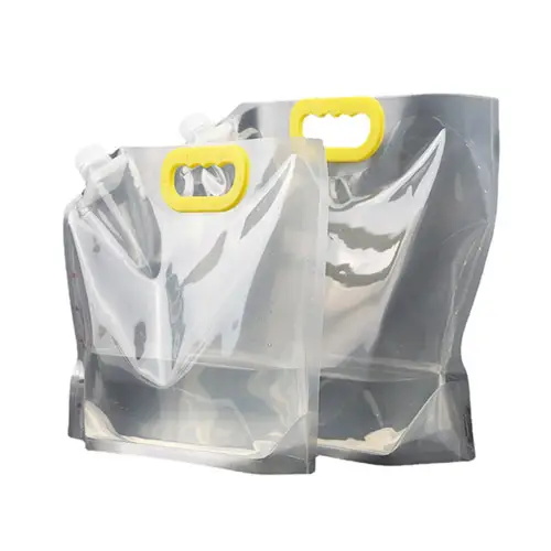 Custom Clear Stand-Up Spout Pouches with Integrated Handles for Bulk Liquids